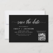 QR Code - Sla de datum op Zwart 3 Foto Save The Date (Achterkant)