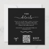 QR-code Sla de datum op zwarte witte boog Notitiekaartje (Achterkant)