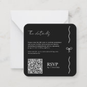 QR-code Sla de datum op zwarte witte boog Notitiekaartje (Achterkant)