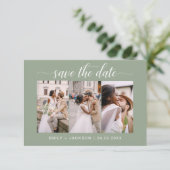 QR-code - Sla de datum Sage Green 3 Foto Save The Date (Staand voorkant)