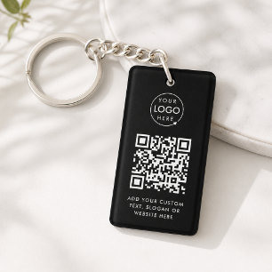 QR Code Sleutelhanger   Zakelijk Logo Modern Zwart
