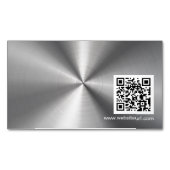 QR Code Sliver Metaal Roestvrijstaal look
 Magnetisch Visitekaartje (Voorkant)