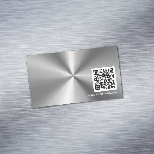 QR Code Sliver Metaal Roestvrijstaal look
 Magnetisch Visitekaartje (Voorbeeld)
