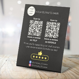 QR-code Small Business review GOOGLE en YELP Reclamebord Met Voetstuk