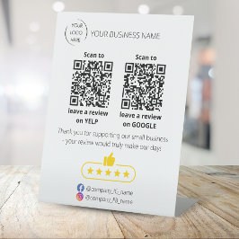 QR-code Small Business review GOOGLE en YELP Reclamebord Met Voetstuk