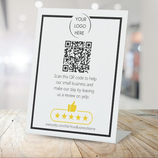 QR-code Small Business review YELP Reclamebord Met Voetstuk
