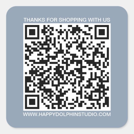 QR Code Small Business Website Blauw Square Vierkante Sticker (Voorkant)