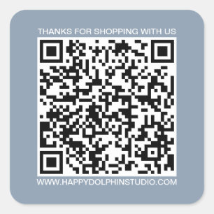 QR Code Small Business Website Blauw Square Vierkante Sticker