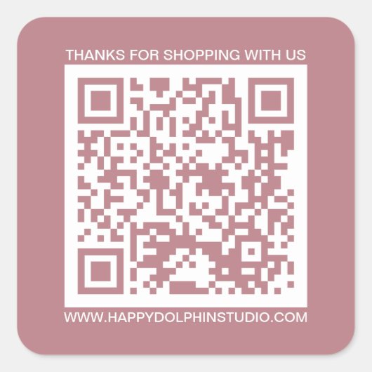 QR Code Small Business Website Roos Vierkante Sticker (Voorkant)