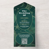 QR Code Smaragdgroen Goud Hemels Huwelijk All In One Uitnodiging (Binnen)