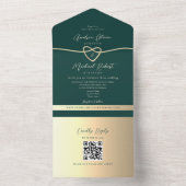 QR Code Smaragdgroene Gouden Bruiloft All In One Uitnodiging (Binnen)