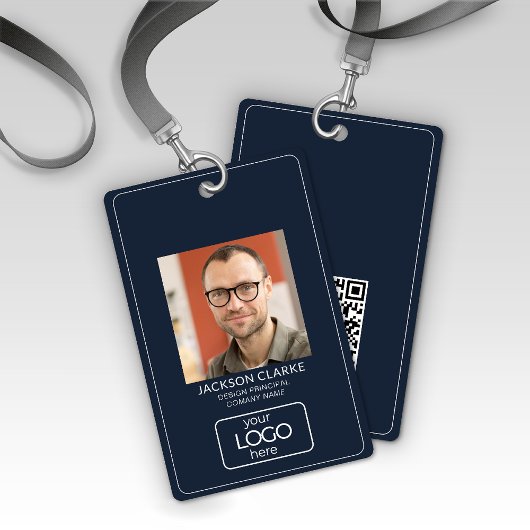 QR Code Smart Contact • Blauwe bedrijfs-ID Badge