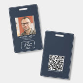 QR Code Smart Contact • Blauwe bedrijfs-ID Badge (Voor- en achterkant)