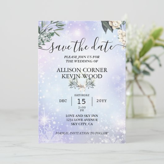 QR Code Sneeuwbos Greenery Winter Weddenschap Kaart (Staand voorkant)