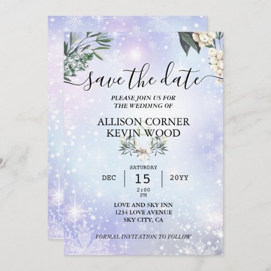 QR Code Sneeuwbos Greenery Winter Weddenschap Kaart (Voorkant / Achterkant)