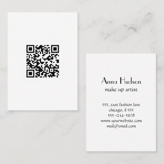 QR-code, snelle responscode, zwart en wit Visitekaartje (Voorkant / Achterkant)