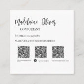 QR Code Sociaal Persoonlijk Roze Elegant Vierkante Visitekaartje (Achterkant)