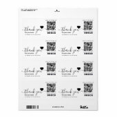 QR code social media dank u bedrijf Etiket (Full Sheet)