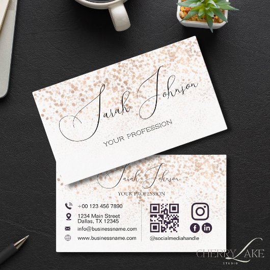QR Code Social Media Gouden Glitters Visitekaartje