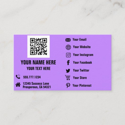 QR Code Social Media Hologram Visitekaartje (Voorkant)