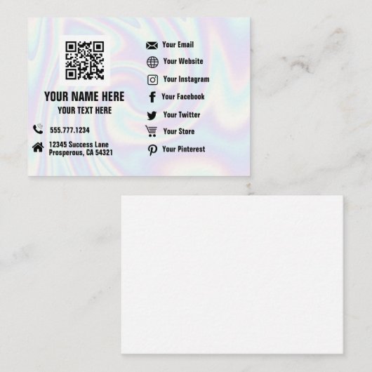 QR Code Social Media Hologram Visitekaartje (Voorkant / Achterkant)