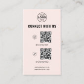 QR Code Social Media Logo Blush Pink Visitekaartje (Voorkant)