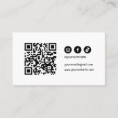 QR Code Social Media Modern Elegant Zwart Wit Visitekaartje (Voorkant)
