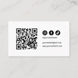 QR Code Social Media Modern Elegant Zwart Wit Visitekaartje