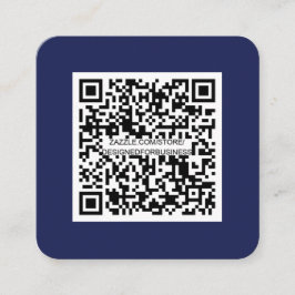 QR code-Social Media-Modern-Simple-Navy Blue Vierkante Visitekaartje