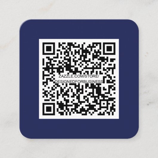 QR code-Social Media-Modern-Simple-Navy Blue Vierkante Visitekaartje (Voorkant)