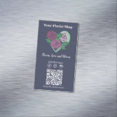 💐QR-code Social Media Paarse-Blauwe Bloemist Magnetisch Visitekaartje (Voorbeeld)