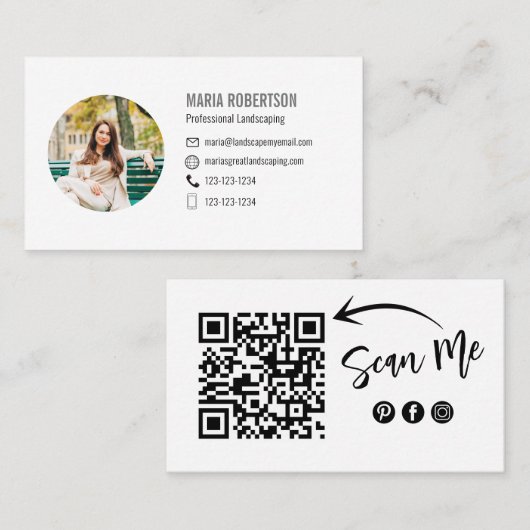 QR Code Social Media Photo Professional Visitekaartje (Voorkant / Achterkant)