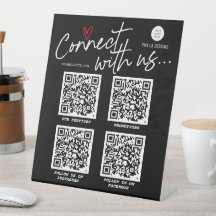QR Code social media sign, modern trendy script