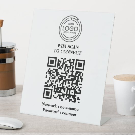 QR Code Social Media Teken w / Hout Stand - Logo Reclamebord Met Voetstuk (Insitu)