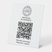 QR Code Social Media Teken w / Hout Stand - Logo Reclamebord Met Voetstuk (Voorkant)