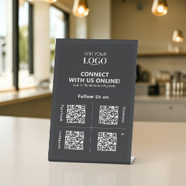 QR Code Social Media Verbinden met US Business Log Reclamebord Met Voetstuk