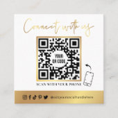 QR Code Social Media White en Gold Visitekaartje (Voorkant)