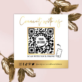 QR Code Social Media White en Gold Visitekaartje