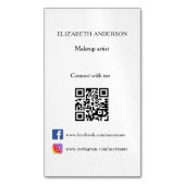 Qr code social media wit zwart magnetisch visitekaartje (Voorkant Verticaal)