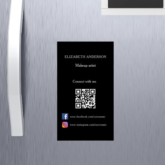 QR code social media zwart wit Magnetisch Visitekaartje