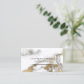 QR-code Sociale media Binnenkant design Gold marme Visitekaartje (Staand voorkant)