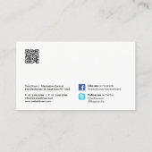 QR-code Sociale media Blauwe Waterverf Visitekaartje (Achterkant)