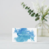 QR-code Sociale media Blauwe Waterverf Visitekaartje (Staand voorkant)