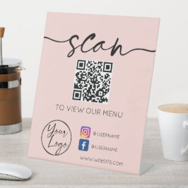 QR Code Sociale media Blush Reclamebord Met Voetstuk