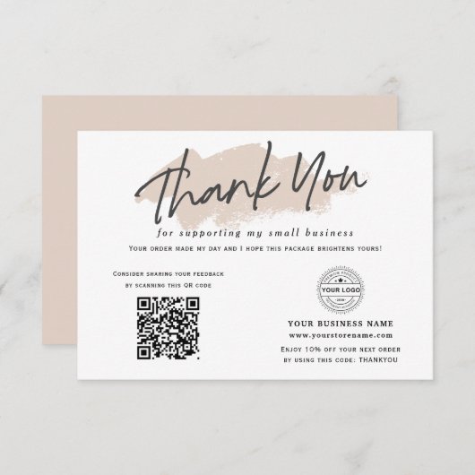 QR code sociale media logo moderne kleine bedrijve Bedankkaart (Voorkant / Achterkant)