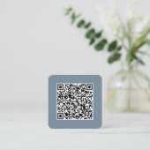 QR code-Sociale media-Modern-Simple-Dusty Blue Vierkante Visitekaartje (Staand voorkant)