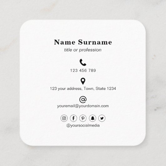 QR code-Sociale media-Modern-Simple-Professional S Vierkante Visitekaartje (Achterkant)