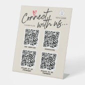QR code sociale media Moderne scriptnetwerken Reclamebord Met Voetstuk (Voorkant)