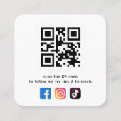 QR Code Sociale media pictogrammen Eenvoudige mode Vierkante Visitekaartje (Voorkant)
