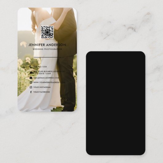 QR Code Sociale media Pictogrammen Weddenschap Fot Visitekaartje (Voorkant / Achterkant)